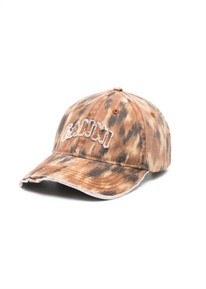 Washed cotton print canvas cap Argan Oil B30200171 Ganni 